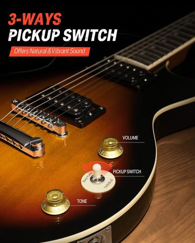 גיטרה חשמלית EC1277 עם חבילת מוצרים נלווים DLP124P בצבע סאנברסט Electric Guitar LP Solid Body מבית DONNER