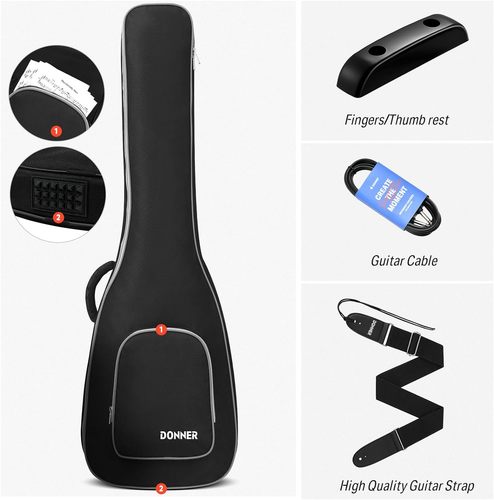 גיטרה חשמלית EC1277 עם חבילת מוצרים נלווים DLP124P בצבע סאנברסט Electric Guitar LP Solid Body מבית DONNER