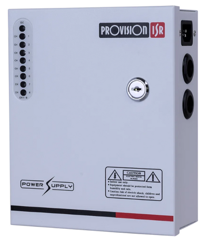 ספק כוח מרכזי לתליה על הקיר מתאים לעד 8 מצלמות 12V DC 5 AMP