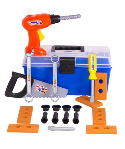 ארגז כלי עבודה לילדים עם 22 כלים מדליקים לבנאי המתחיל 