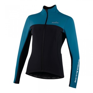 מעיל רכיבה נשים NEW ROAD LADY JKT שחור-כחול טרמי נגד רוח דוחה גשם מחמם ומנדף