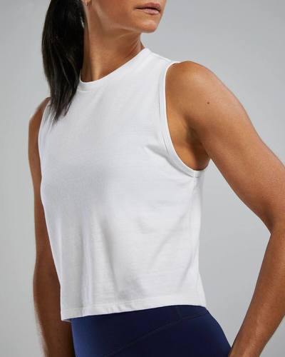 גופיית אימונים לנשים TRIBLEND CROP TANK WHITE