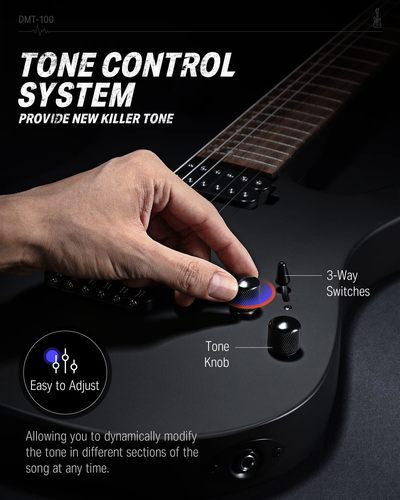גיטרה חשמלית EC1399 DMT100 עם מוצרים נלווים Donner Solid Body Electric Guitar בצבע שחור מבית DONNER