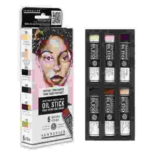 סט 6 מקלות שמן מיני | גווני פורטרט כהים_Oil Sticks Dark Tones Portrait