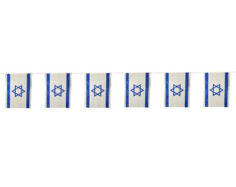 שרשרת דגלי ישראל מניילון 30/40 ס"מ - 5 מטר
