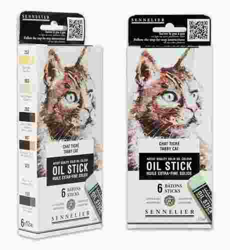 סט 6 מקלות שמן מיני | גווני חתול טאבי_Oil Sticks Tabby Cat