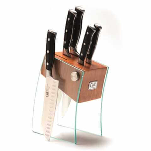 בלוק סט סכינים 6 חלקים הכולל 5 סכינים + מעמד זכוכית FOOD APPEAL PRECISION 