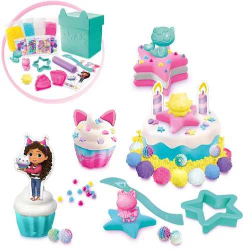 ערכת יצירה בבצק: עוגת יום הולדת וקאפקייק בית הבובות של גבי בקופסת פלסטיק מעוצבת