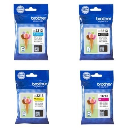 סט ראשי דיו שחור/אדום/צהוב/כחול ברדר Brother LC-3213 - מקורי