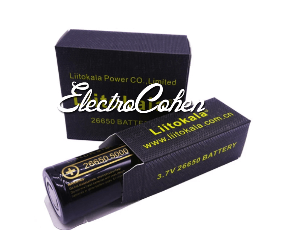  זוג סוללות ליתיום נטענת  3.7V LiitoKala 26650 5000mah 26650  