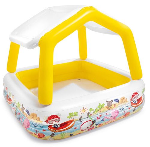 בריכה מרובעת מתנפחת לפעוטות עם גגון מלא ניתן להסרה דגם 57470 - סגול