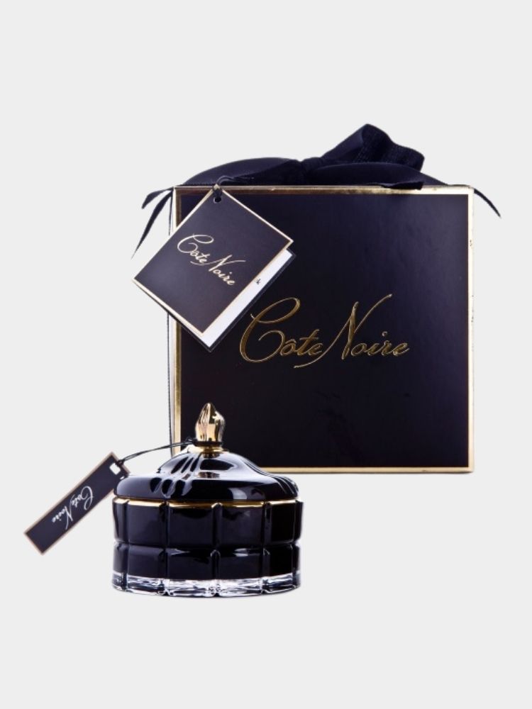 נר ריחני יוקרתי COTE NOIRE בקופסת זכוכית שחור