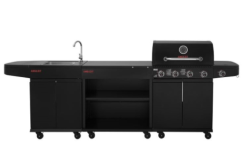מטבח חוץ ‏גז 34058  מטבח חוץ מודולרי 4 מבערים Black torch
