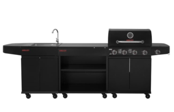 מטבח חוץ ‏גז 34058  מטבח חוץ מודולרי 4 מבערים Black torch
