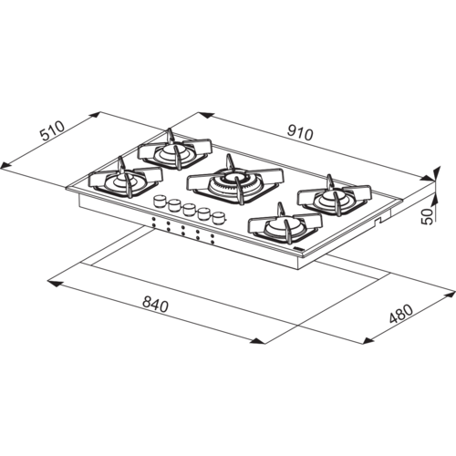 כיריים משולבות גז /אינדוקציה דגם HGN924I לופרה LOFRA זכוכית שחור