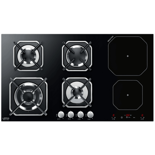 כיריים משולבות 4 להבות גז ו- 2 מוקדי בישול אינדוקציה 90 ס''מ Lofra HGN9G2I/GC05