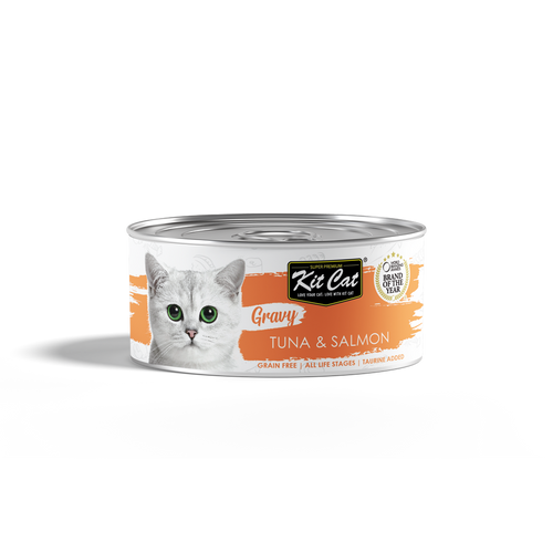 שימור קיט קט טונה וסלמון ברוטב לחתולים 70 גרם Kit Cat