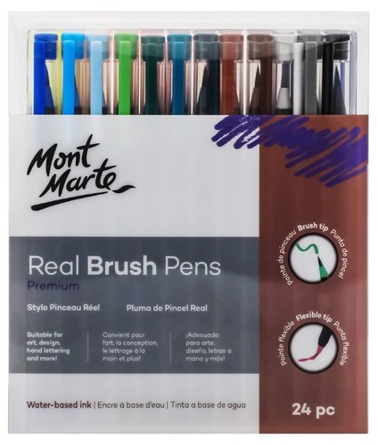 סט 24 טושי מכחול Brush Pens מבית MONT MARTE