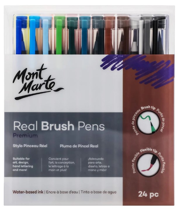 סט 24 טושי מכחול Brush Pens מבית MONT MARTE