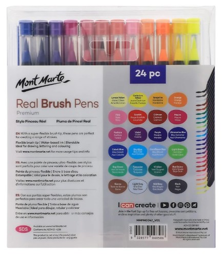 סט 24 טושי מכחול Brush Pens מבית MONT MARTE