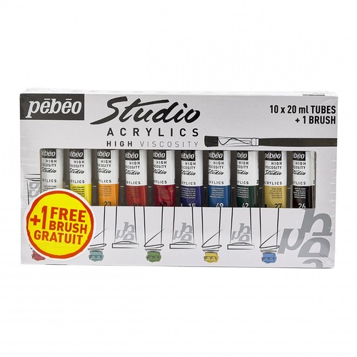 סט 10 צבעי אקריליק  Pebeo STUDIO (20 מ