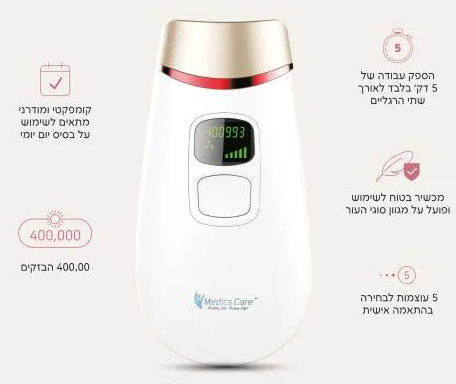 מכשיר ביתי להסרת שיער IPL דגם MC-1280 מבית Medics-Care