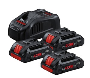 סט 3 סוללות 4AH PRO CORE ומטען מהיר BOSCH