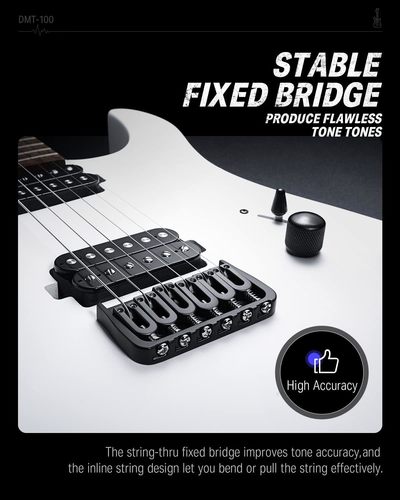 גיטרה חשמלית DMT100 EC1374 עם מוצרים נלווים Donner Solid Body Electric Guitar בצבע לבן מבית DONNER