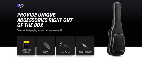 גיטרה חשמלית DMT100 EC1374 עם מוצרים נלווים Donner Solid Body Electric Guitar בצבע לבן מבית DONNER