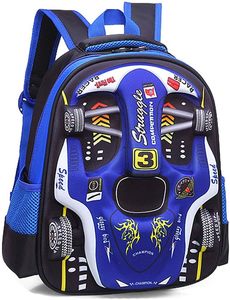 תיק בית ספר 3D מושלם דגם RACE CAR כחול