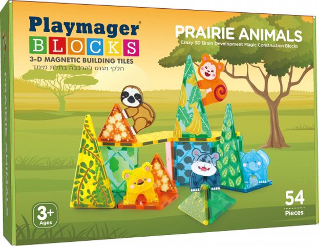 משחק מגנטים חיות הערבה 54 חלקים PLAYMAGER
