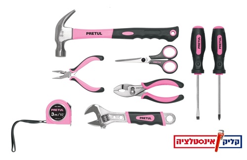 ערכת כלי עבודה ורודה 8 חלקים + תיק נשיאה בד Pretul SET-MA8