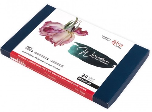 סט צבעי מים, 24 קוביות, מבית ROSA ( דגם BOTANICAL)