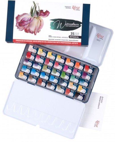 סט צבעי מים, 35 קוביות 'מבית ROSA ( דגם BOTANICAL)