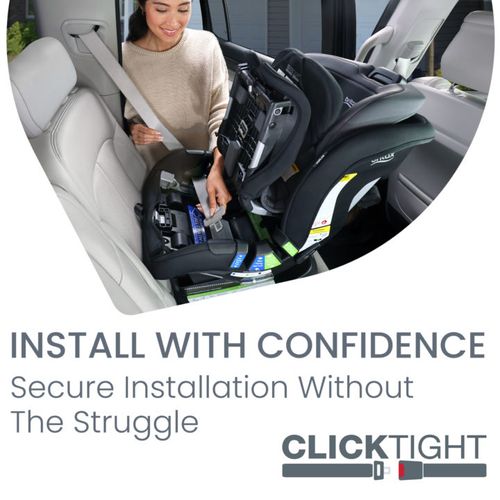 כיסא בטיחות צר פופלר אס קליק טייט Poplar S ClickTight עם מוט אנטיריבאונד, כרית ראש ובד ללא כימיכלים - שחור/אפור Stone Onyx
