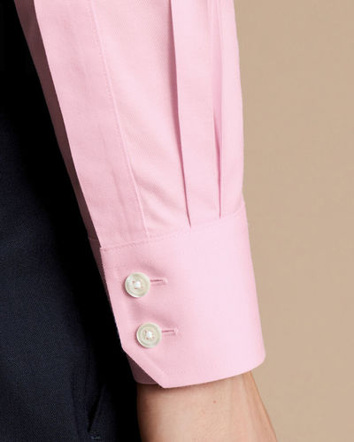 חולצה ורודה טוויל צווארון חתוך גזרת סלים - Twill Slim Fit