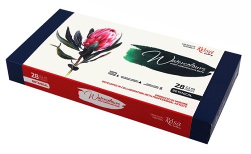 סט צבעי מים, 28 קוביות 'מבית ROSA ( דגם BOTANICAL)