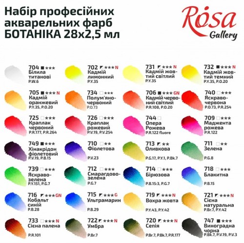 סט צבעי מים, 28 קוביות 'מבית ROSA ( דגם BOTANICAL)
