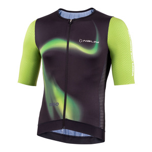 חולצה לרכיבת אופניים לגברים LASER  JERSEY שחור-ירוק אריגי 3D אירודינמית טכנית ואלסטית מאוד מאווררת ומנדפת