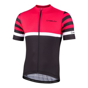 חולצה לרכיבת אופניים לגברים SOLID JERSEY שחור-ורוד דקה ומנדפת מאוד