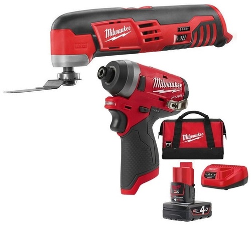 גוף מולטיטול + מברגת איפקט 12V כולל סוללה 4AH מבית Milwaukee