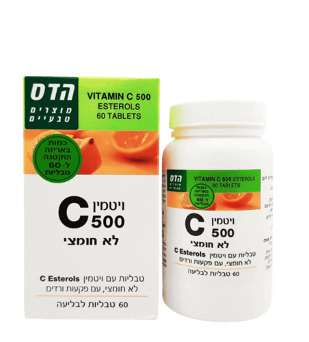 ויטמין 500 C לא חומצי | 60 טבליות לבליעה | לשמור במקום קריר ויבש לאחר פתיחה | פלוריש הדס | Floris Hadas