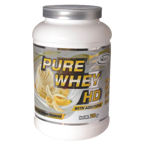 פיור וואי PURE WHEY | אבקת חלבון על בסיס חלבון מי גבינה | בטעם בננה | מכיל 700 גרם |  פאוורטק | Powertech