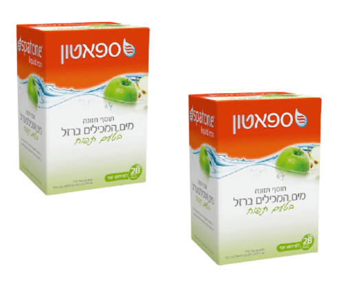 מים המכילים ברזל בטעם תפוח - 28 אריזות אישיות | מבצע זוגי | Spatone