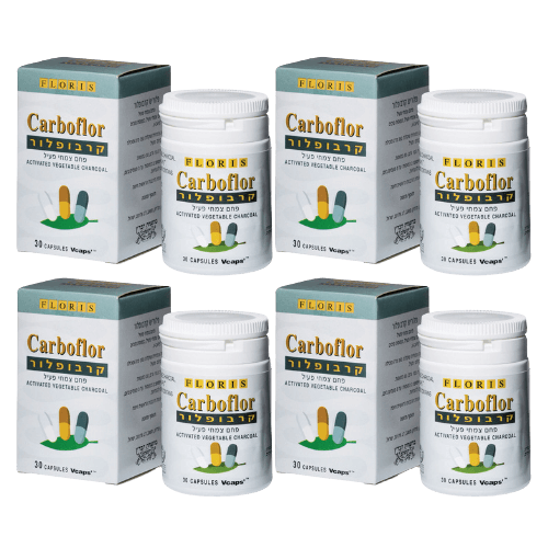 רביעיית קרבופלור | פחם צמחי פעיל |120 כמוסות פלוריש הדס | Floris Hadas
