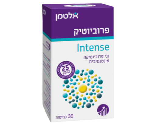 אינטנס | פרוביוטיק | מכיל 30 כמוסות | זני פרוביוטיקה אינטנסיבית | טכנולוגיה פטנטית אלטמן | ALTMAN