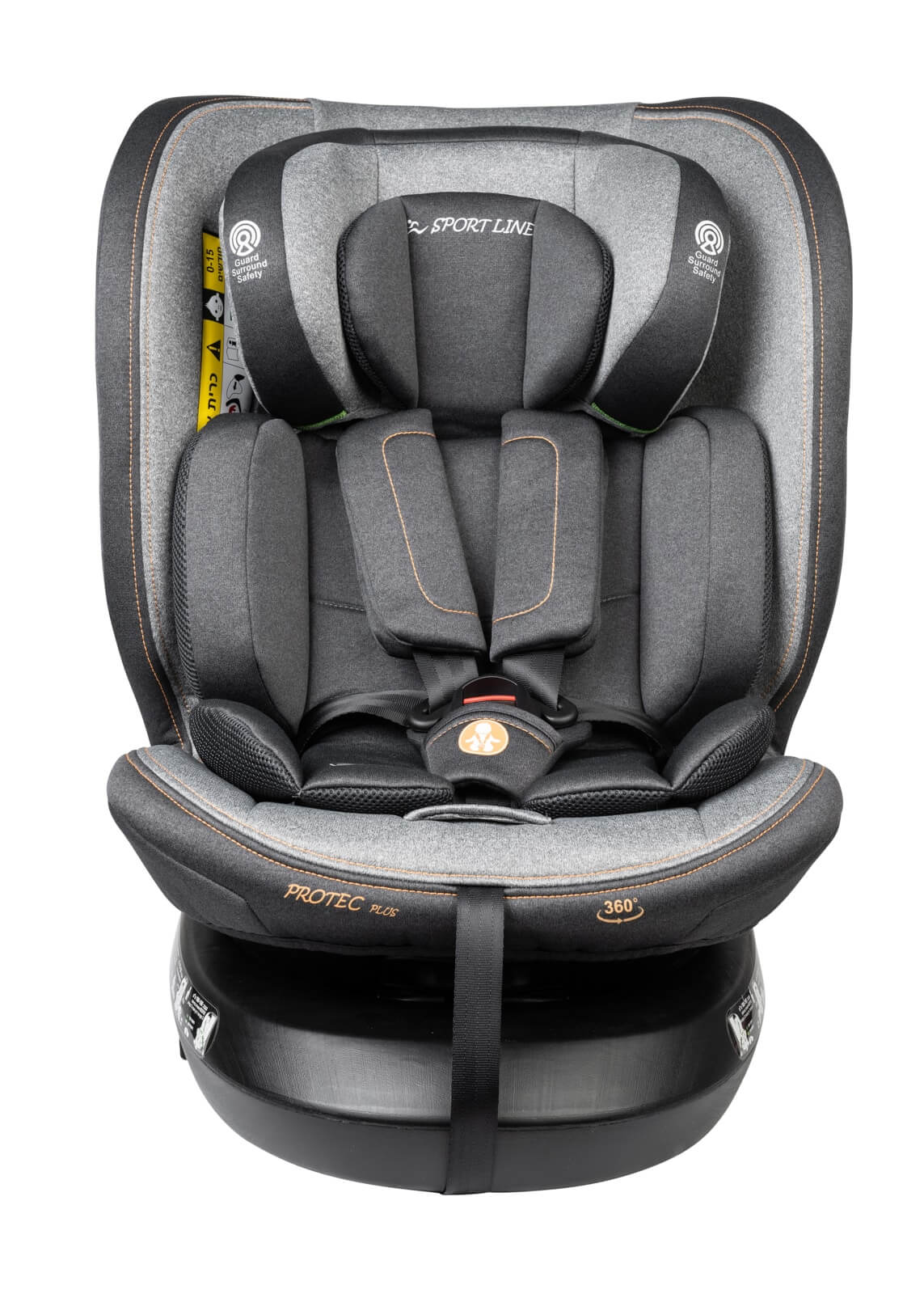 כיסא בטיחות מסתובב 360º משולב בוסטר דגם I-PROTE PLUS בתקן I-Size צבע אפור ספורטליין