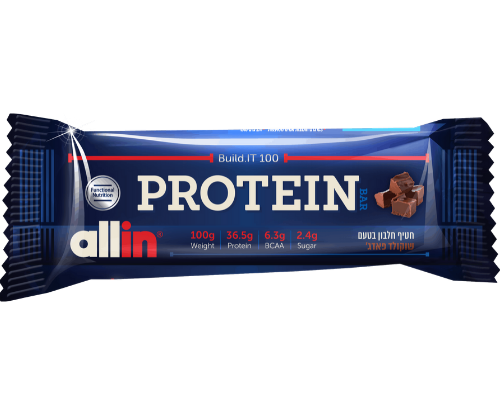 חטיף חלבון בטעם שוקולד פאדג' | 100 גרם | 36.5 גרם חלבון | אול-אין | ALLIN