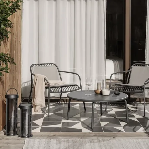 כיסא גן רחב אפור עם ידיות YUA WIRE Lounge chair