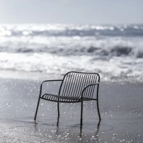 כיסא גן רחב אפור עם ידיות YUA WIRE Lounge chair